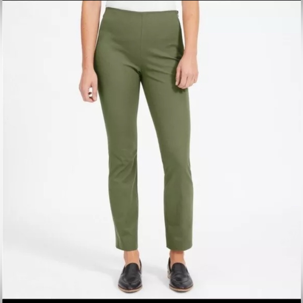 Everlane Women's Side-Zip Stretch Cotton Pant in Olive Green size 2.